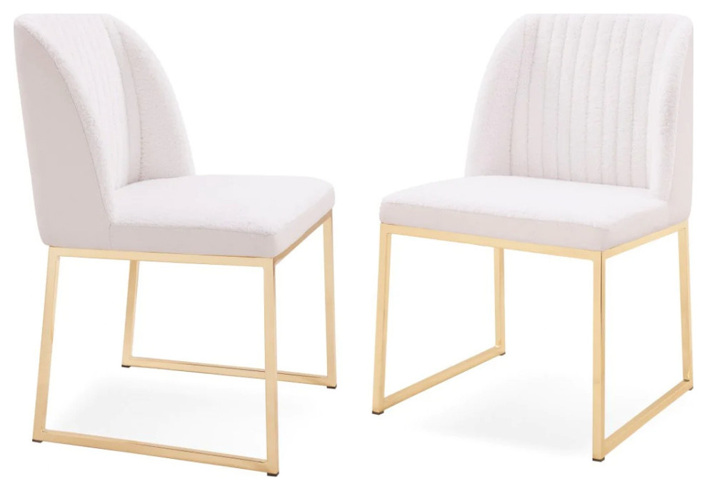 Grahm Modern White Sherpa Dining Chair  Set of 2   Contemporary   Dining Chairs   by V.S.D Furniture  Houzz