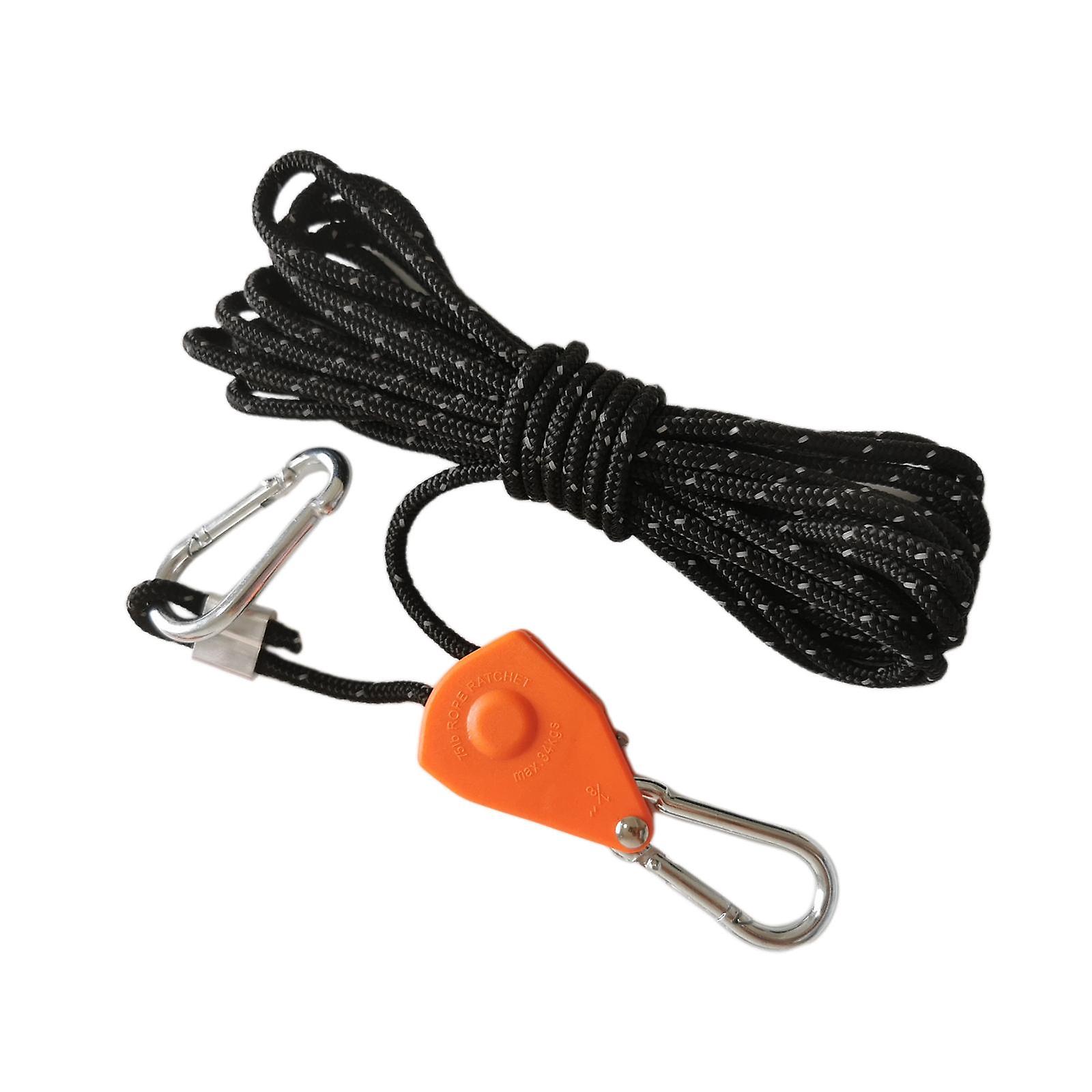 Rope Hanger Ratchet Tightener Grow Light Hangers For Outdoor Canopy Climbing 4m Black