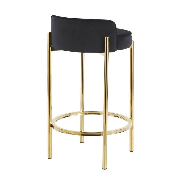 Lumisource Chloe Counter Stool Gold Metal and Black Velvet - Set of 2 - 17