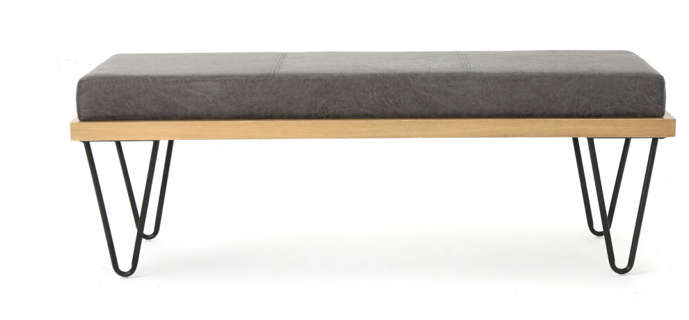 GDF Studio Elaina Industrial Modern Microfiber Bench   Midcentury   Upholstered Benches   by GDFStudio  Houzz