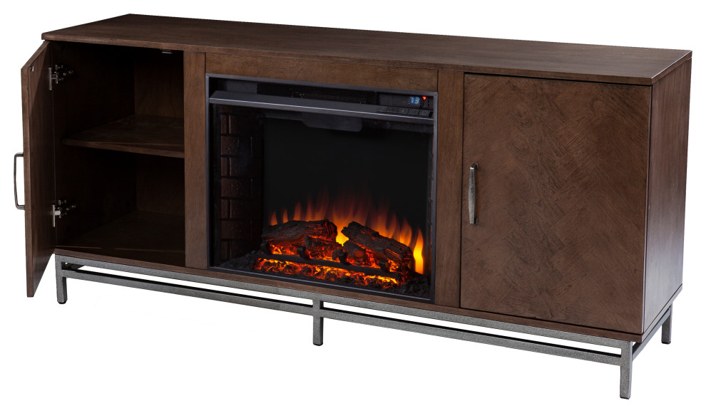 Venallo Electric Fireplace With Media Storage   Transitional   Entertainment Centers And Tv Stands   by SEI  Houzz