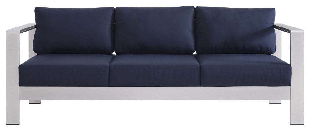 Shore Sunbrella Fabric Aluminum Outdoor Patio Sofa   Contemporary   Outdoor Sofas   by Modway  Houzz