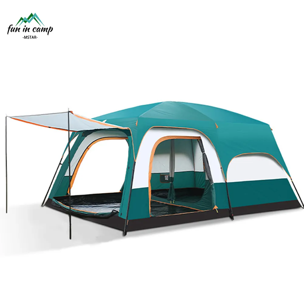 Hot Sale Two Bedroom One Living Room Large Size Waterproof Uv Protection Family Outdoor Camping Tent For 8  12 Persons