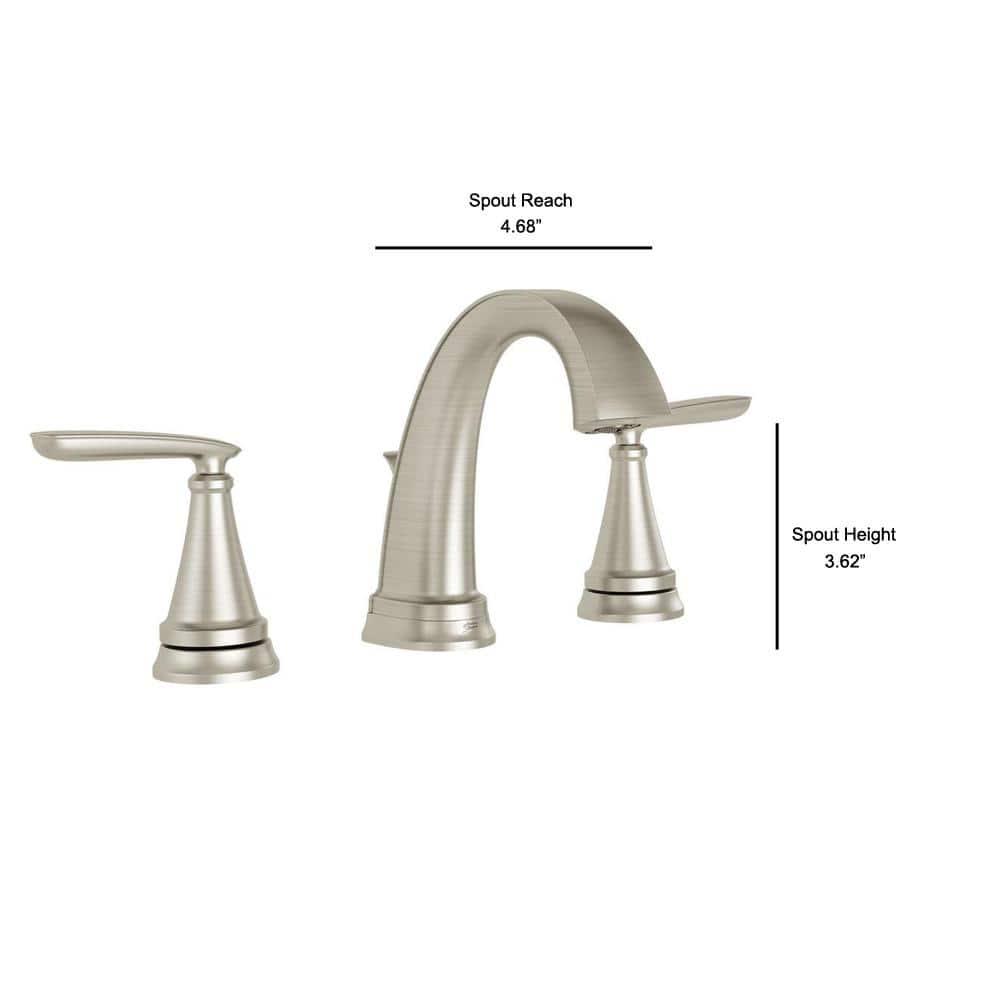 American Standard Somerville 8 in Widespread 2Handle Bathroom Faucet with PopUp Drain in Brushed Nickel