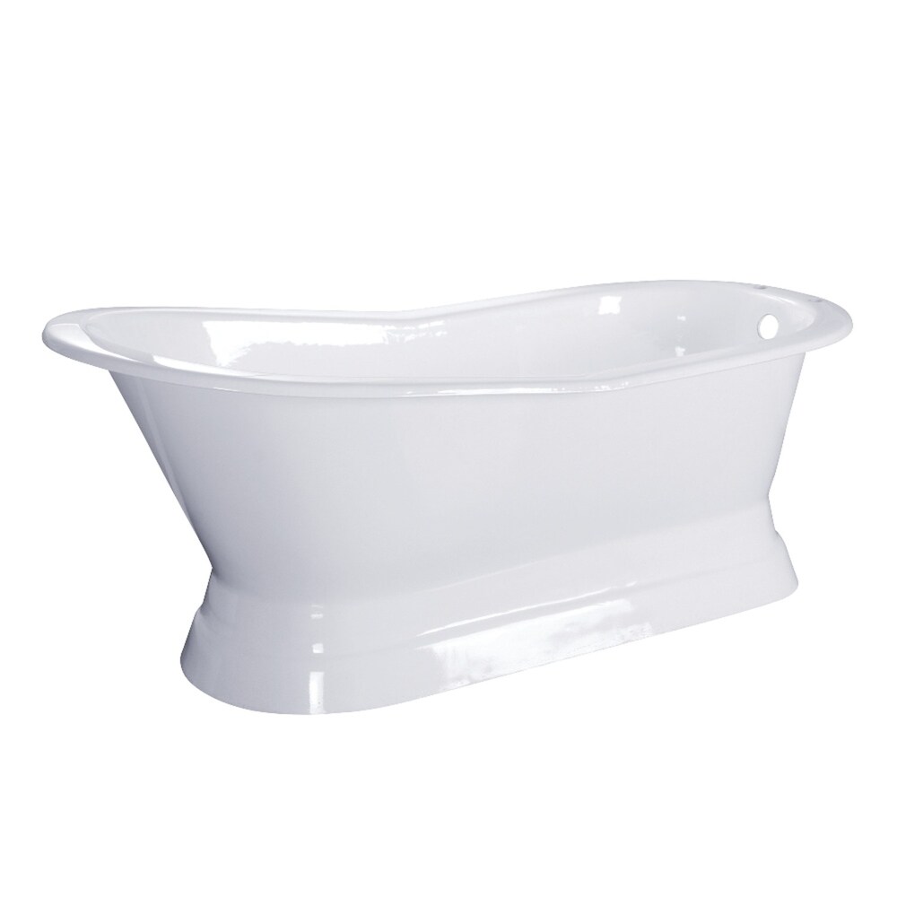 67 in Cast Iron Single Slipper Pedestal Tub (No Faucet Drillings)