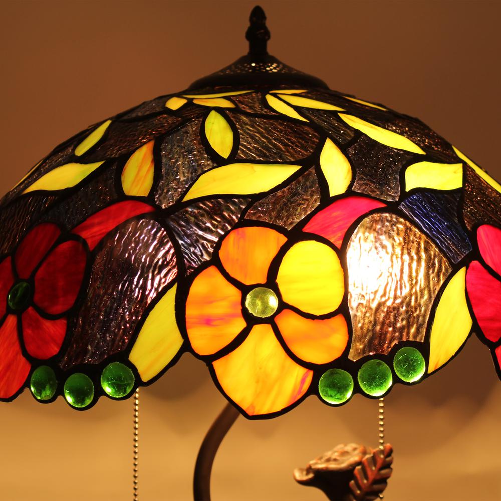 CHLOE Mariebelle Tiffany-Style Floral Stained Glass Table Lamp 16" Width