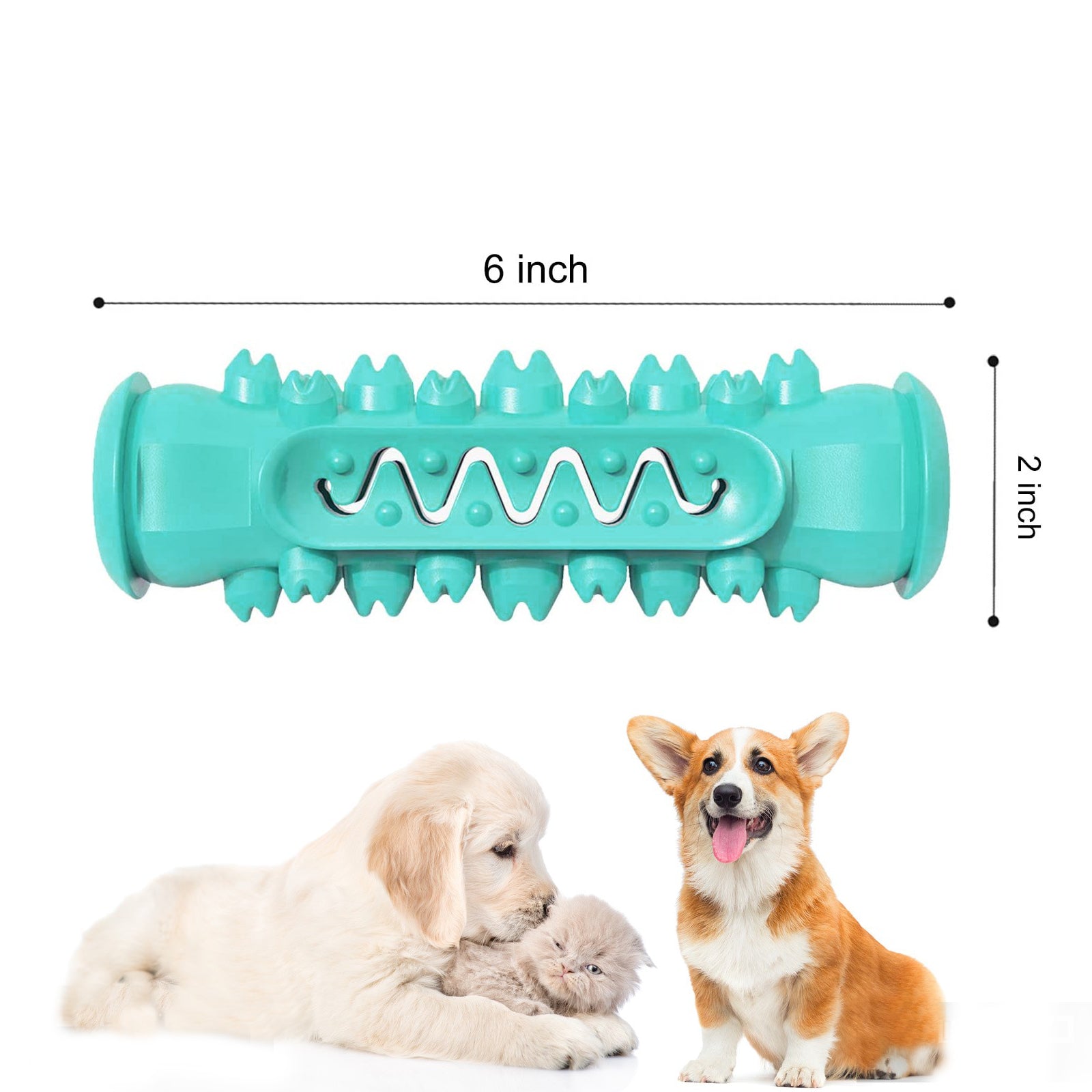 Dog Chew Toothbrush Toys， Squeaky Teeth Cleaning Toy for Aggressive Chewers Small Medium Large Breed Indestructible Tough Dogs Dental Care