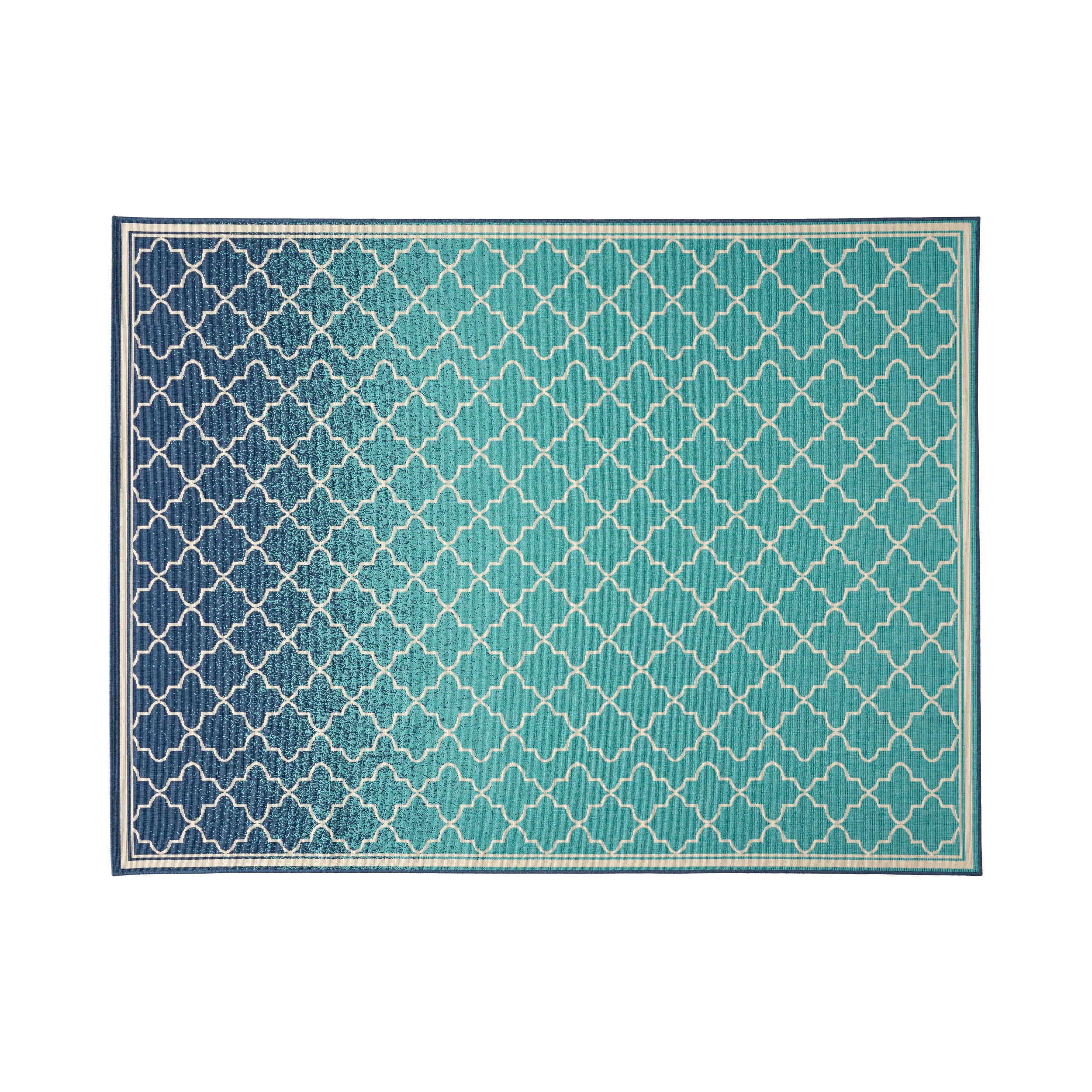 Sweety Outdoor Ombre Area Rug, Blue and Ivory