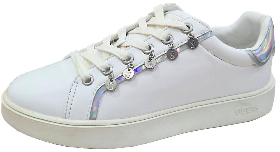 Guess Mely White Iridescent Womens Leather Trainers