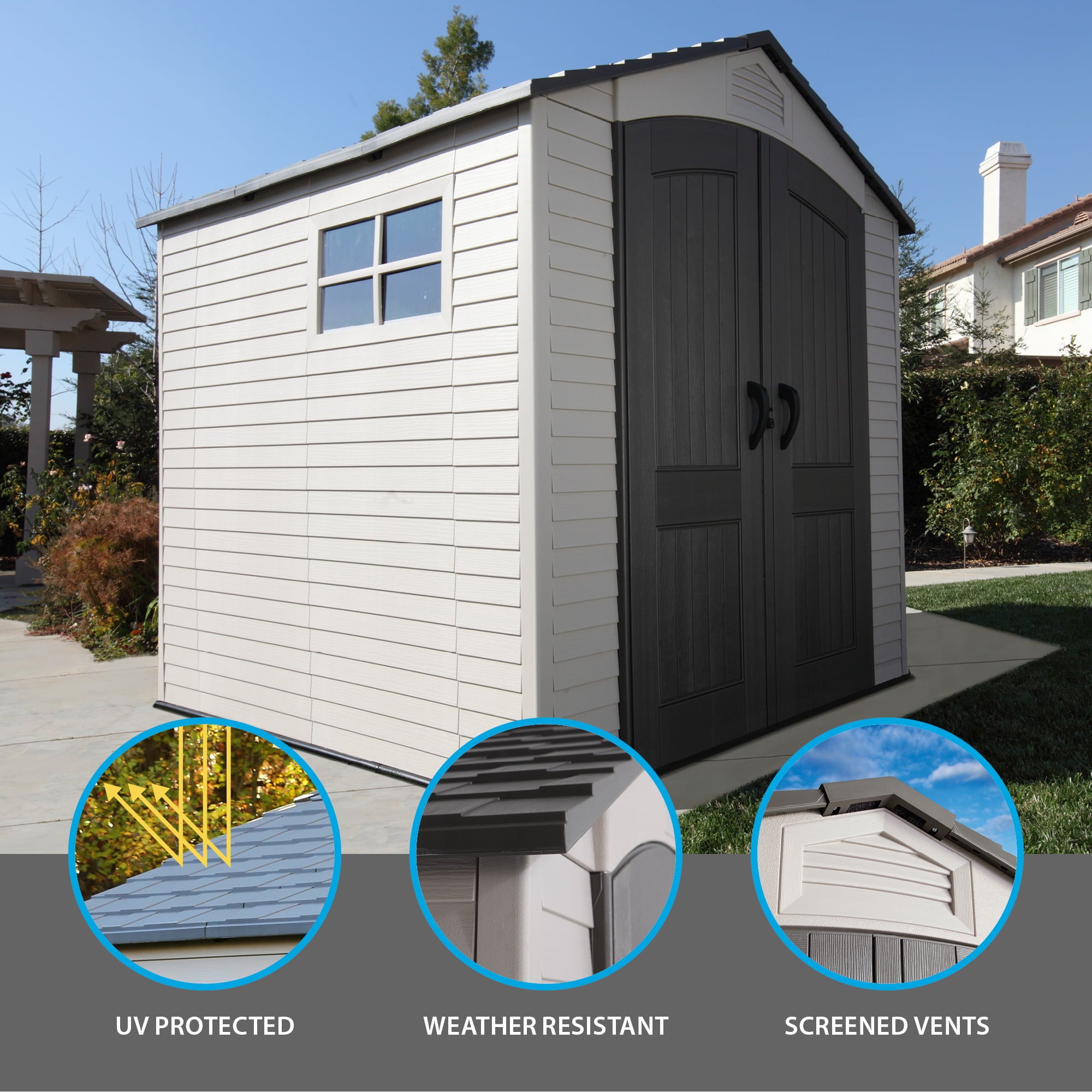 Lifetime 7 ft. x 7 ft. Outdoor Plastic Storage Shed, 60042