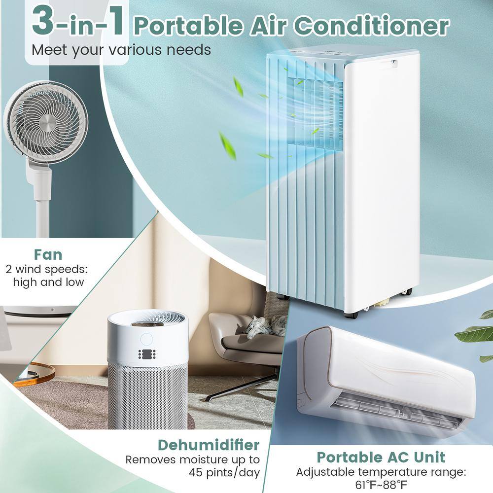 Gymax Portable Air Conditioner 10000 BTU ASHRAE 3-in-1 AC Unit with Humidifier and Sleep Mode Blue GYM11472