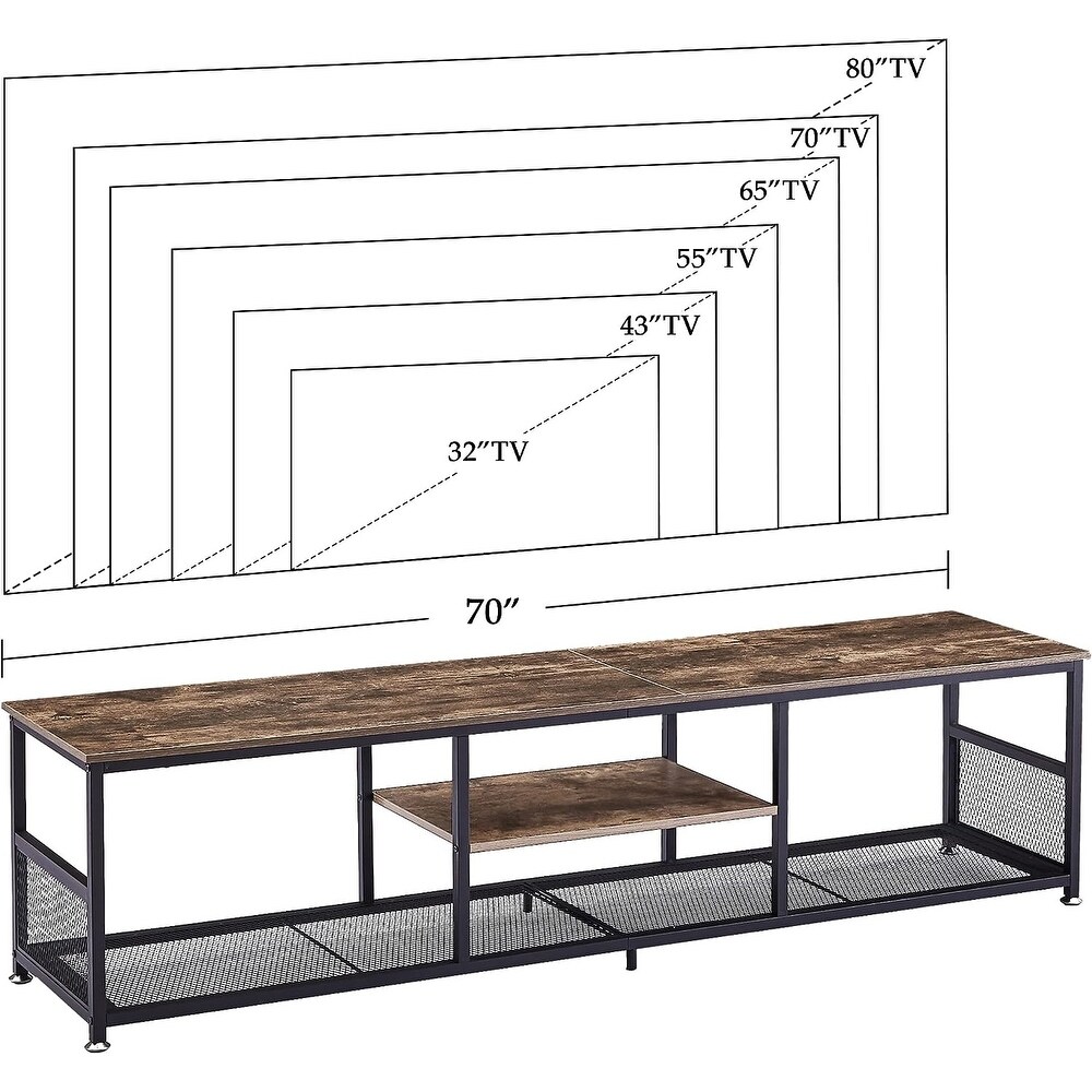 VECELO  Mid century Coffee Table TV Stands with Storage Shelf   End Table 39 Inch/55 Inch/62 Inch/70 Inch