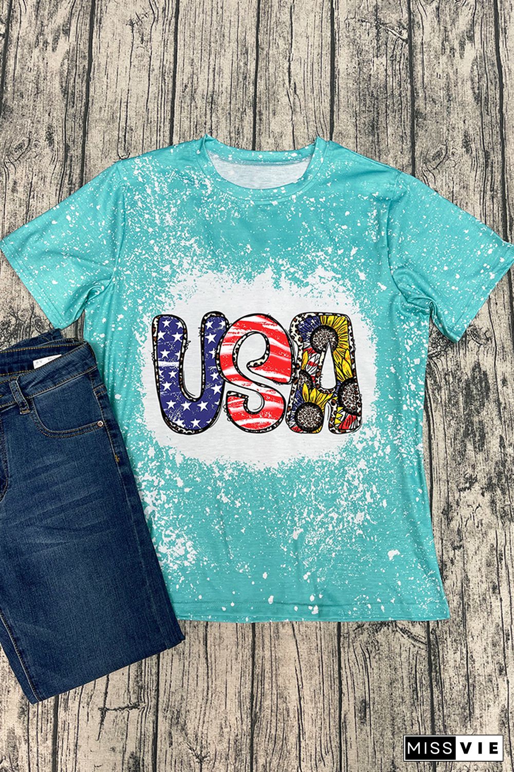 USA Patriotic Sunflower Graphic Tee Wholesale