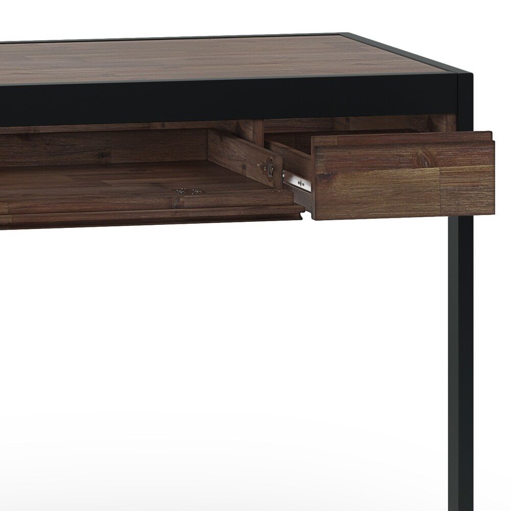 WYNDENHALL Cecilia SOLID ACACIA WOOD Industrial 48 inch Wide Small Desk in Rustic Natural Aged Brown