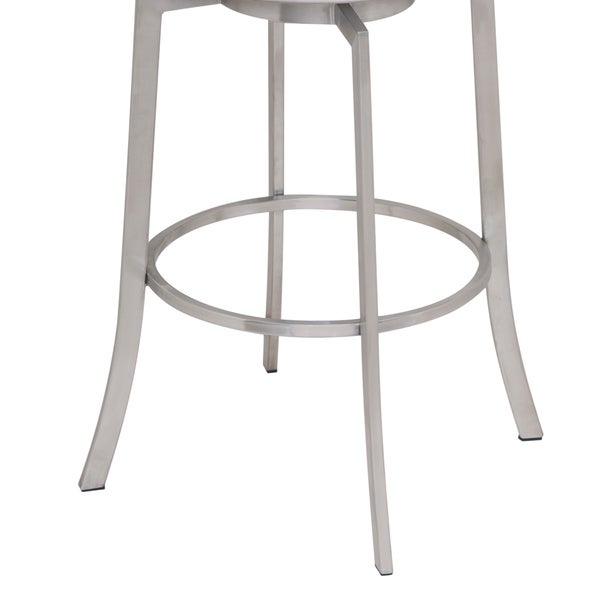 Armen Living Viper Brushed Stainless Steel/Faux Leather Swivel Barstool