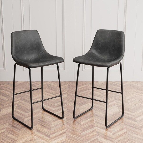 Furniwell 41.3 Inch High Faux Leather Counter Bar Stool， Set of 2