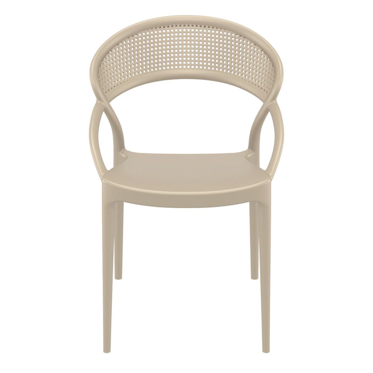 32.25 Taupe Mesh Outdoor Patio Round Dining Chair