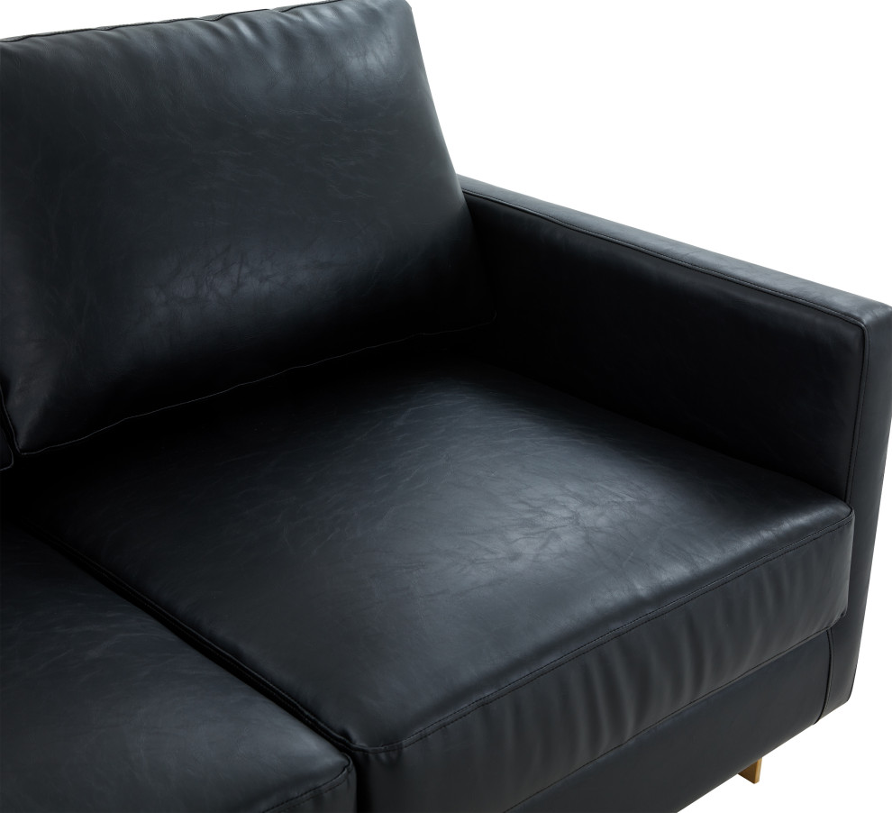 LeisureMod Lincoln Modern Leather Sofa With Gold Frame   Contemporary   Sofas   by LeisureMod  Houzz