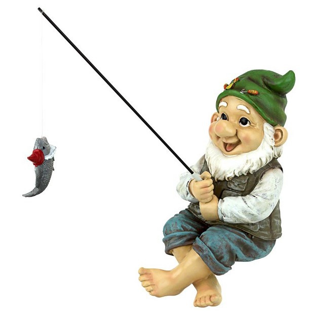 Design Toscano Ziggy The Fishing Gnome Garden Sitter Statue Multicolored