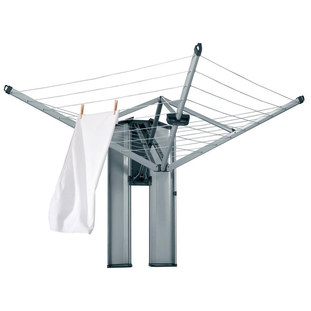 Brabantia 72.5 x 72.5 Inch Steel Retractable Indoor or Outdoor Clothesline Wall Mounted with Protective Storage Box 475924