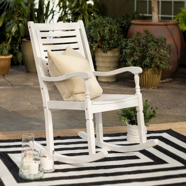 Bamberg Transitional Acacia Wood Outdoor Rocking Chair Saracina Home