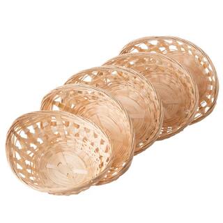 Vintiquewise Natural Bamboo Oval Storage Bread Basket Storage Display Trays (Set of 5) QI003504.L.5