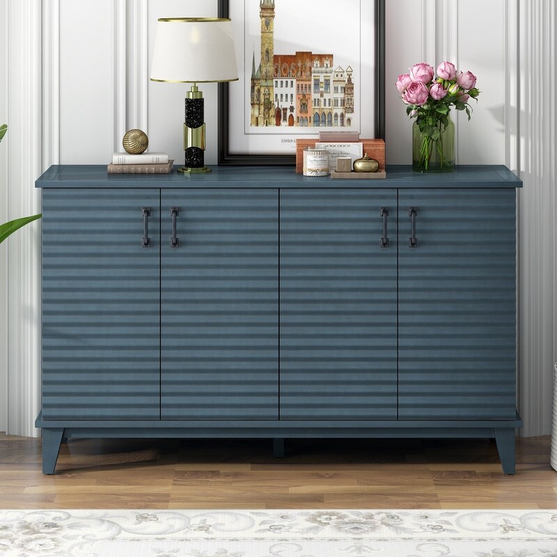 Large Storage Buffet Sideboard with Adjustable Shelves and Metal Handles