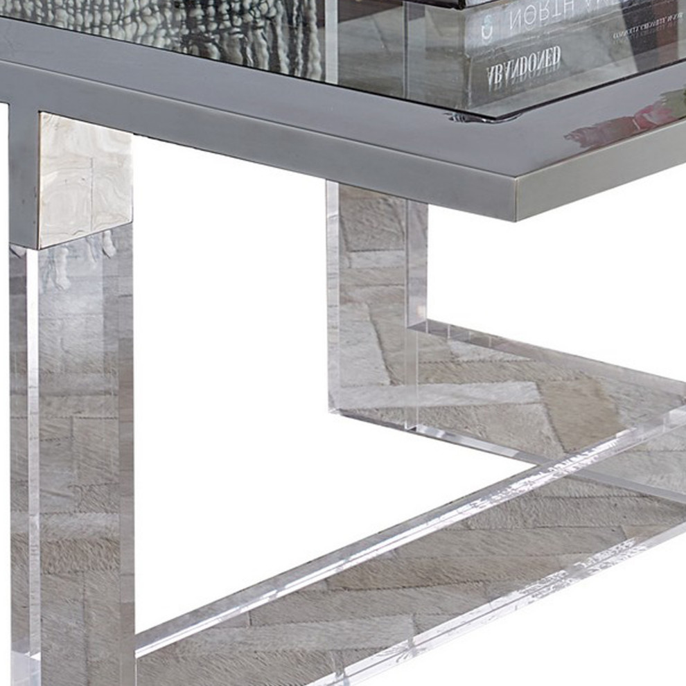 Greig 51 quotRectangular Coffee Table  Clear Acrylic Base  Glass Surface   Contemporary   Coffee Tables   by VirVentures  Houzz