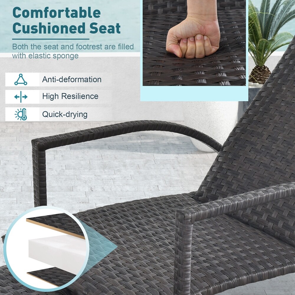 Costway Patio Wicker Elastic Sponge Lounge Chair Back Adjustable with   See Details