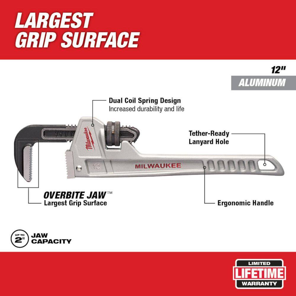 MW 18 in. and 12 in. Aluminum Pipe Wrench Set (2-Piece) 48-22-7218-48-22-7212