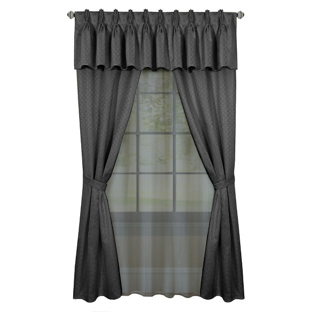 Kate Aurora Complete 6 Piece Attached Custom Jacquard amp Sheer Window Curtain Set