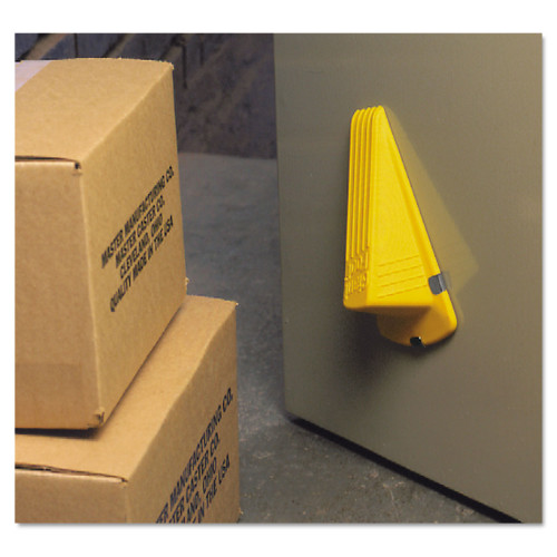 Master Caster Giant Foot Magnetic Doorstop， No-Slip Rubber Wedge， 3.5w x 6.75d x 2h， Yellow (00967)