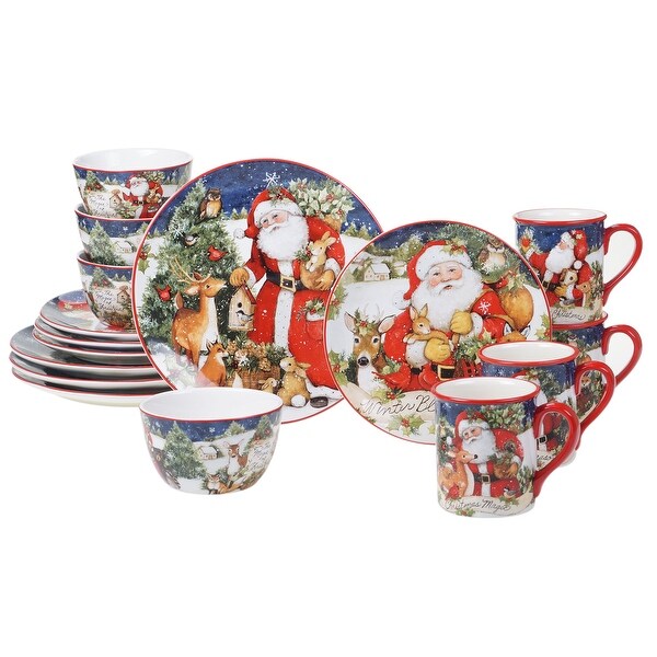 Certified International Magic Of Christmas Santa 16piece Dinnerware Set，Service for 4