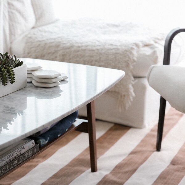 Beautiful Italian Carrara White Marble Coffee Table For A Modernized And Stylish Living Room