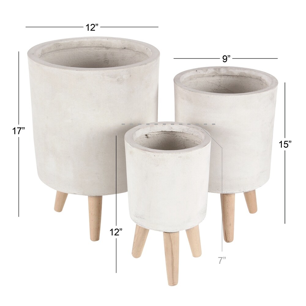 Black White or Grey Fiber Clay Boho Modern Planter Round (Set of 3)   S/3 12\