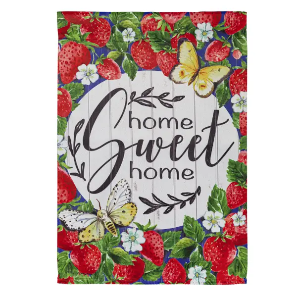 Evergreen Enterprises Home Sweet Home Strawberries Garden Flag