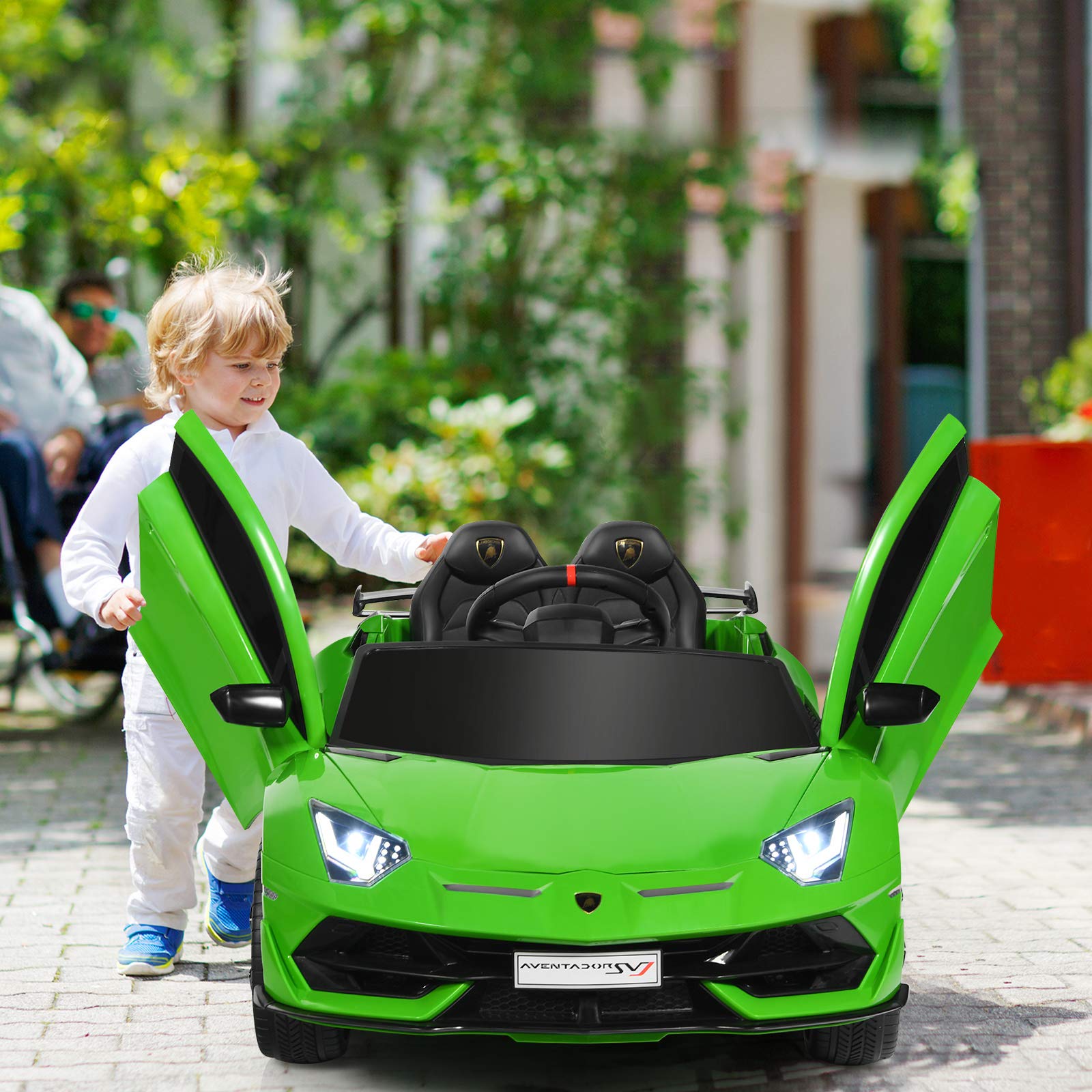 Costzon Ride on Car, Licensed Lamborghini Aventador SVJ,12V Battery Powered Car w/ 2.4G Remote Control