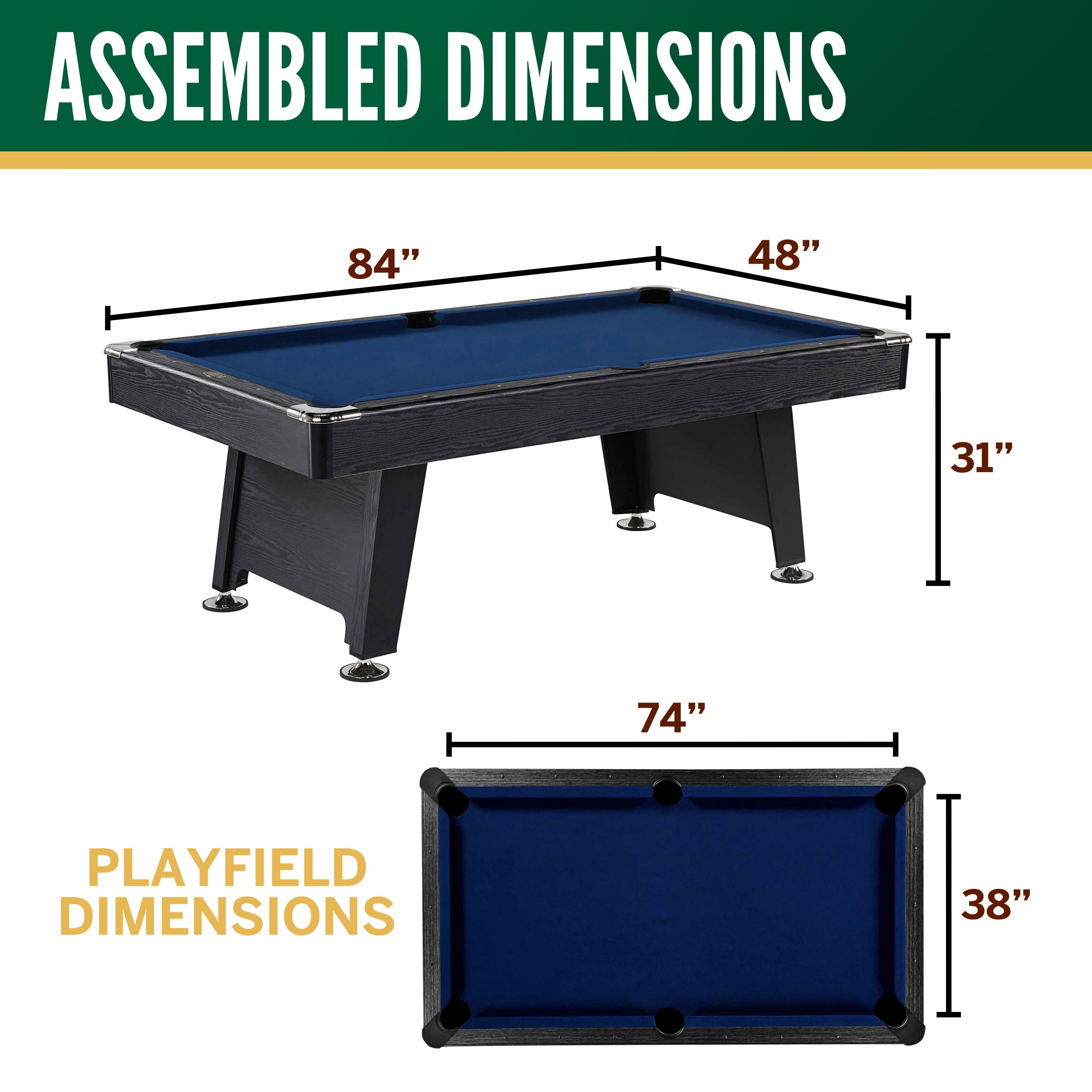 Thornton Arcade Black Billiard Table (84 in x 48 in)