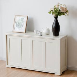 Costway 42 in. Cream White Kitchen Storage Cabinet Sideboard Buffet Cupboard with Sliding Door HM0004