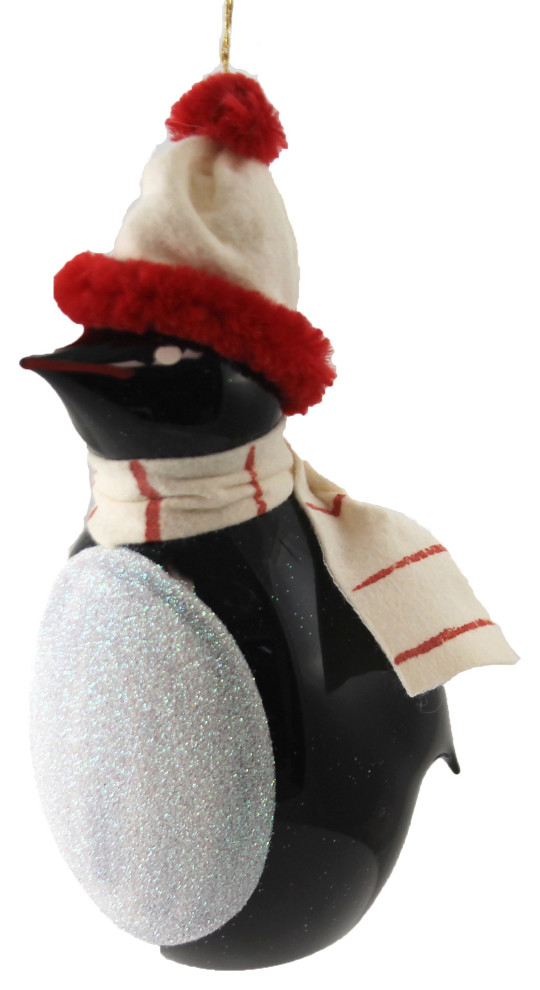 De Carlini Penguin With White Scarf Glass Ornament Italian Arctic Bird A5465m   Christmas Ornaments   by Story Book Kids Inc  Houzz