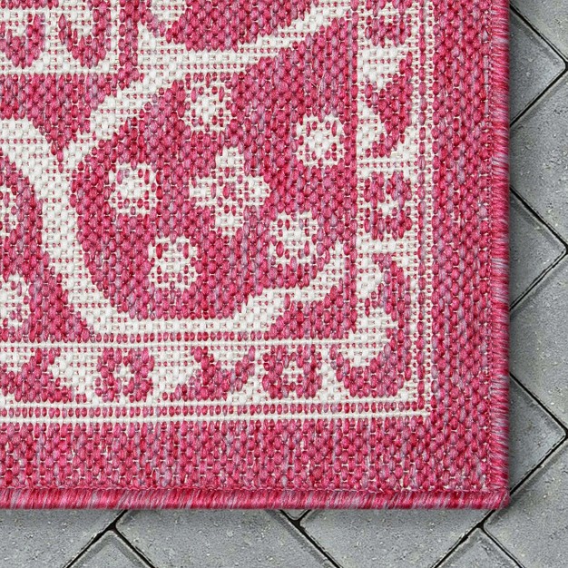 Well Woven Indoor Outdoorcelesine Fuchsia Persian Medallion Area Rug