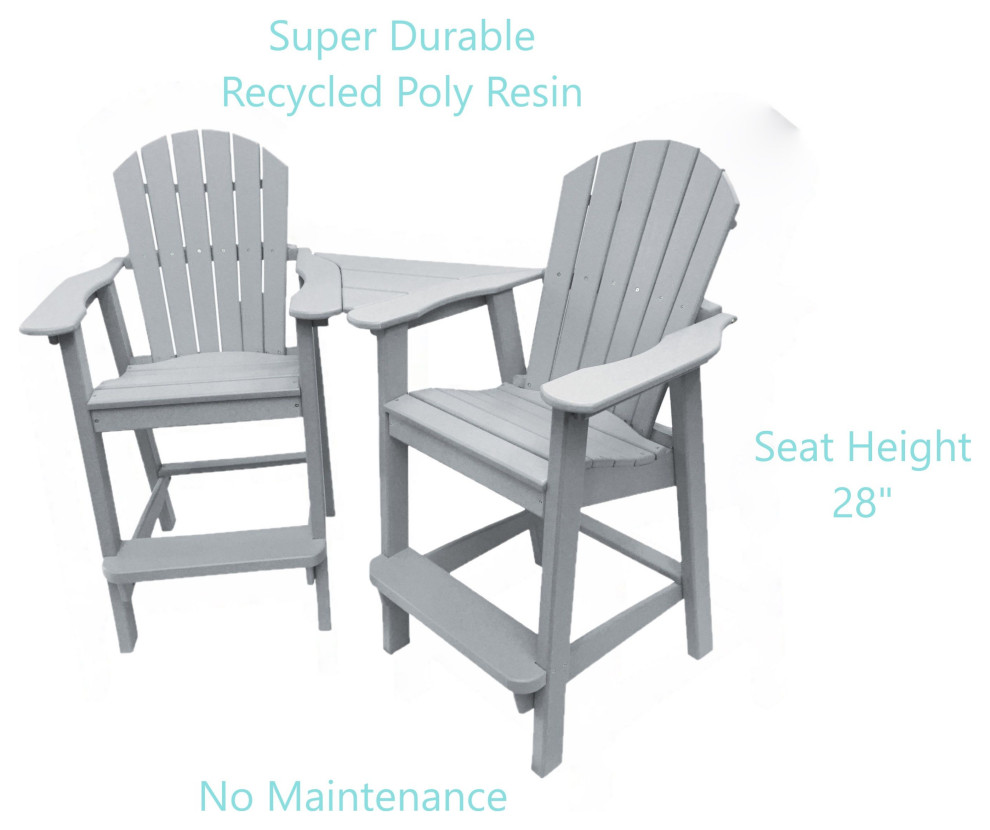 Phat Tommy Tall Adirondack Chairs Set of 2  Poly Outdoor Bar Stool Chairs   Transitional   Outdoor Bar Stools And Counter Stools   by Buyers Choice USA  Houzz