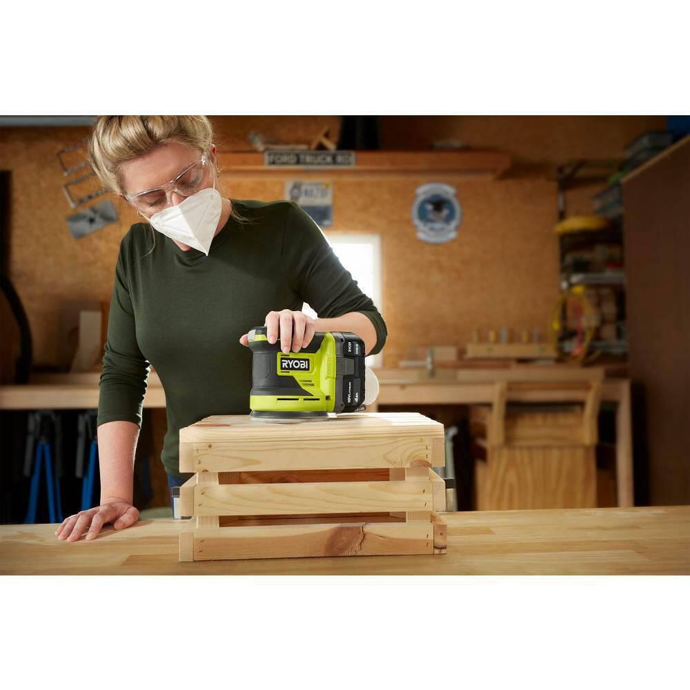 RYOBI ONE+ 18V 18-Gauge Cordless AirStrike Brad Nailer with Cordless 5 in. Random Orbit Sander P321-PCL406B