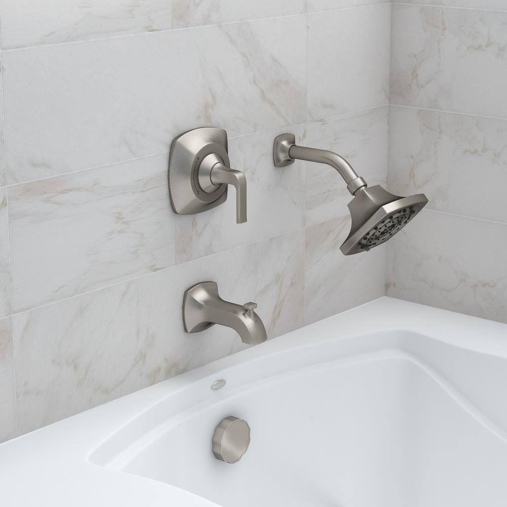 KOHLER Rubicon Single-Handle 3-Spray Wall-Mount Tub and Shower Faucet in Brushed Nickel (Valve Included) R76217-4E-BN