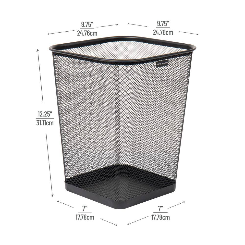 Mind Reader Network Collection 5 Gal. Capacity Black Trash Can Reinforced Solid Rim and Base Metal Mesh (Set of 4) 4SQUAGA-BLK