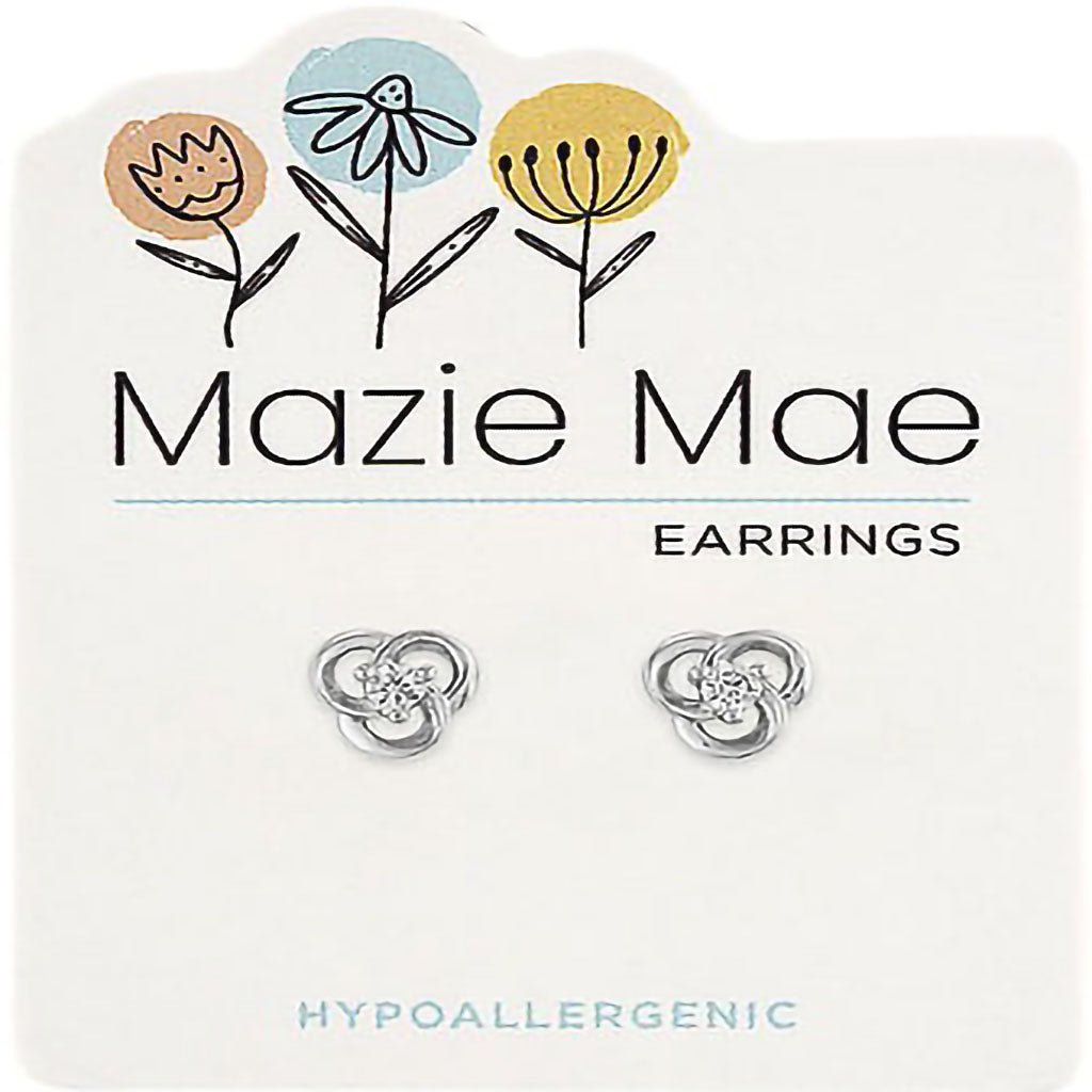 Center Court  Silver Celtic Twist w/ CZ Stud Mazie Mae Earring