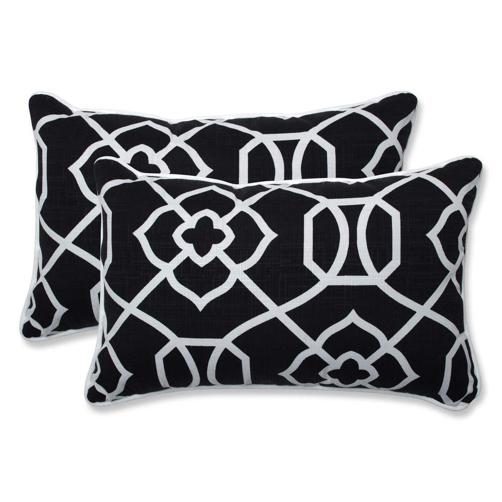 Pillow Perfect Outdoor/ Indoor Kirkland Black Rectangular Throw Pillow (Set of 2)