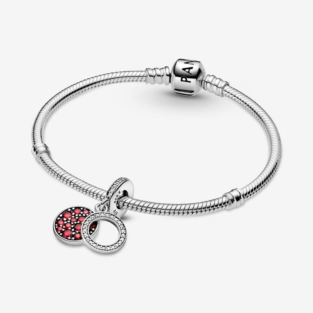 PANDORA  Sparkling Red Disc Double Dangle Charm