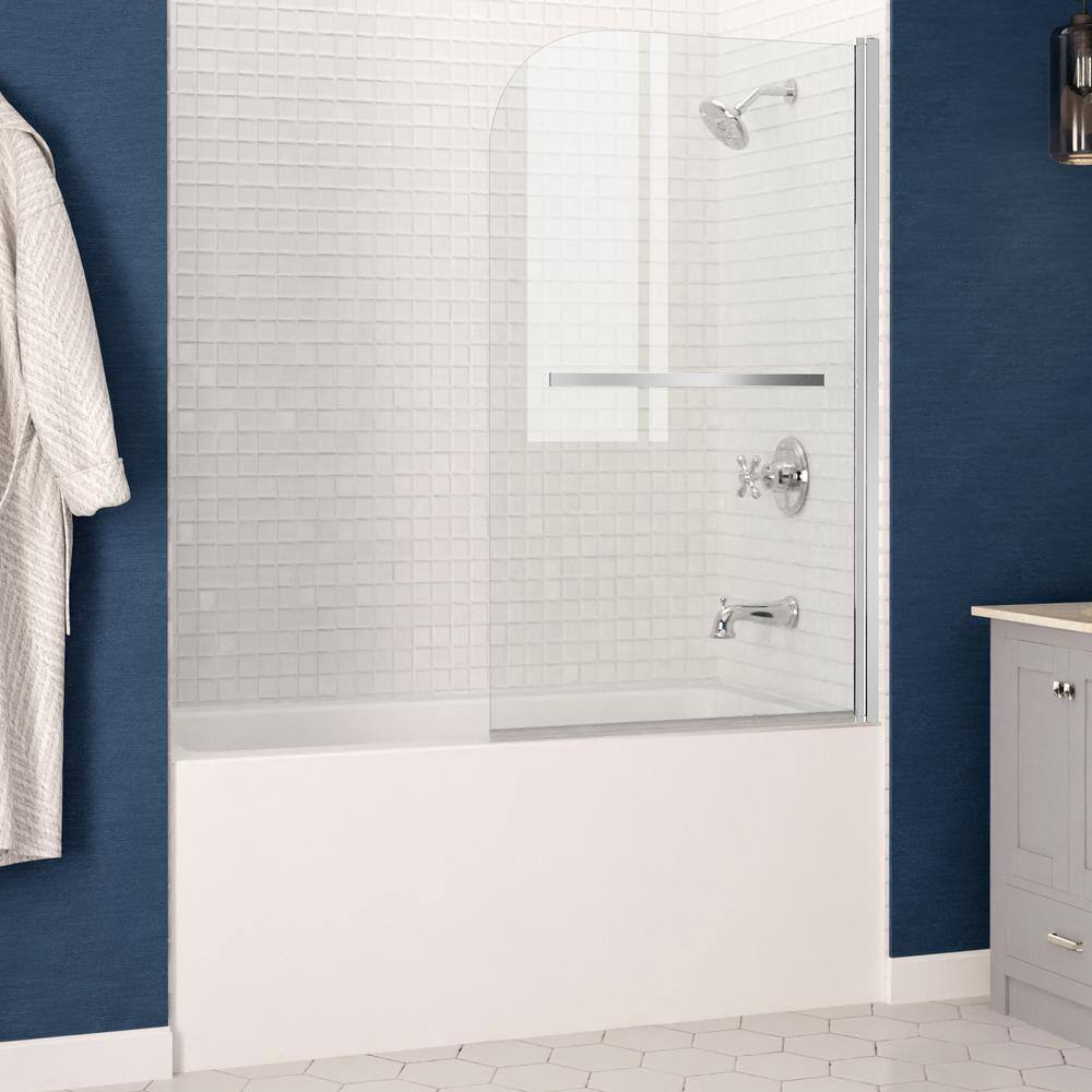 ANZZI 5 ft. Right Drain 34 in. x 58 in. Tub in White with Frameless Tub Door with Chrome Finish Hardware SD05301CH-3060R