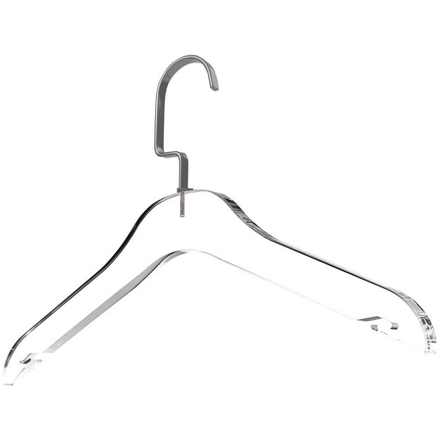 Designstyles Clear Acrylic Clothes Hangers Heavy duty Closet Organizers With Matte Black Steel Hooks Perfect For Suits And Sweaters 10 Pack